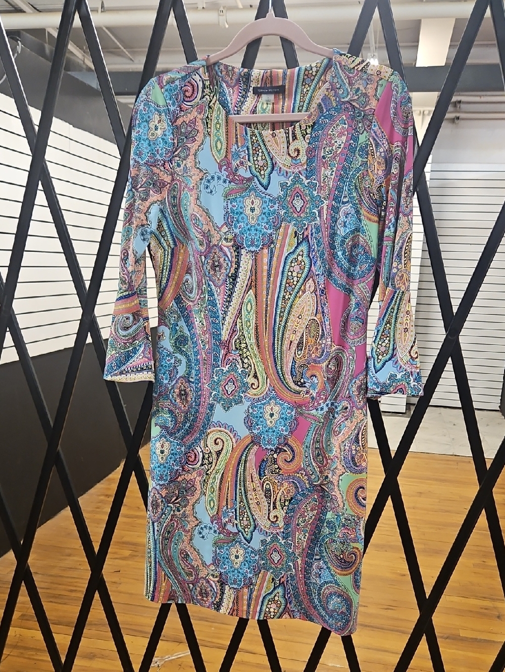 Tommy Hilfiger Paisley Midi Dress in Blue & Pink